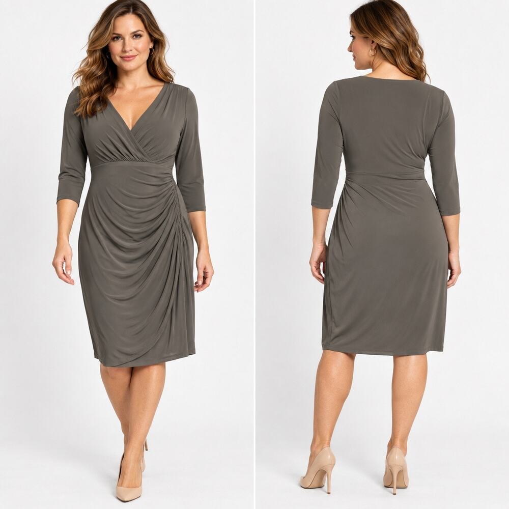 Lauren Ralph Lauren Ruched Surplice Sheath Dress Sz4 2010’s Cocktail/Workwear